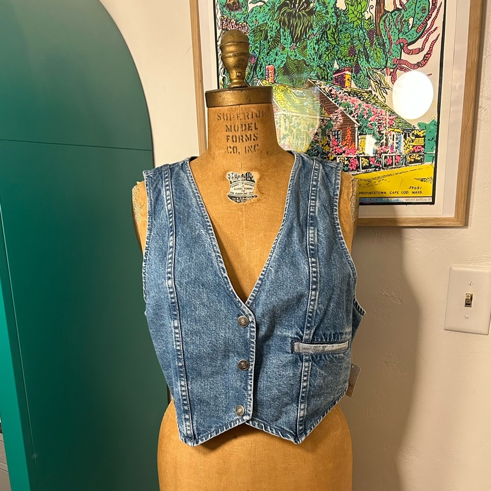free people cropped denim vest